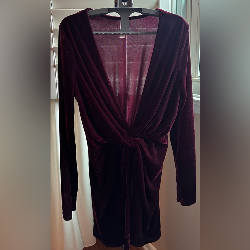 Burgundy Velvet Minidress